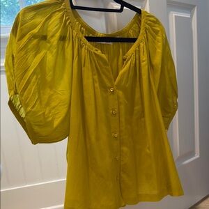 Doen Yellow Puff Sleeve Ruched Blouse